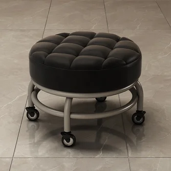  Salon Küçük Oyun Kasnak Yuvarlak Tabure Modern pedikür sandalyesi Düşük Dışkı Deri Tırnak rahat ayakkabılar Tabure Ofis Tabure