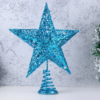  Noel Ağacı Topper Mavi Glitter Yıldız Köpüklü Ağacı Yıldız 25 cm Kırılmaz Noel Treetop Tatil Parti Malzemeleri Dekorasyon