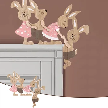  Paskalya Süslemeleri Boyalı Tavşan Ahşap El Sanatları Ev Dekorasyonu Kapı Duvar Asılı Kapı Köşe Dekorasyon Dıy Dikiş Reklamlar Ev