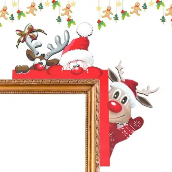  Noel Kapı Çerçevesi Dekorasyon Santa Elk Ahşap Köşe Kapı Işareti Pencere Çerçevesi Noel Süsler Ev Yeni Yıl Yaratıcılık Hediye