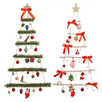  Noel Merdiven Ağacı Yıldız Ağacı Şekilli Kolye Noel Baba ve Çan Ahşap Duvar askı süsleri Parti Malzemeleri
