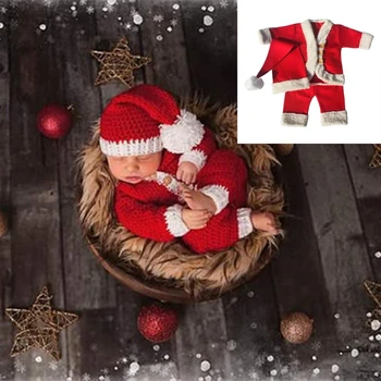  B2EB Bebek Fotoğraf Sahne Noel Kostüm Üstleri Etek Santa Şapka Bebek Fotoğraf Takım Elbise