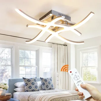  Dalga Tavan Lambası Şık Tasarım LED Tavan lambası Zarif Kavisli Tasarım Fırçalanmış Nikel Led Yatak Odası Oturma Odası için