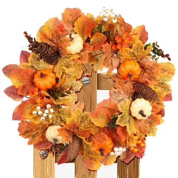  Şükran günü Kapı Çelenk Yapay Sonbahar Çelenkler Ön Kapı Çiftlik Evi Rustik Askı Dekor Sonbahar Akçaağaç Yaprağı