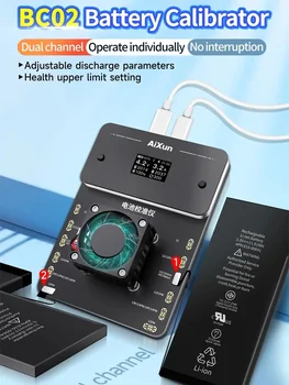  AiXun BC02 Pil Kalibratör Çift Kanallı Pil Aracı iPhone X-14 Pro Max Şarj / Deşarj Döngüsü Sağlık 100 % Ayar Aracı