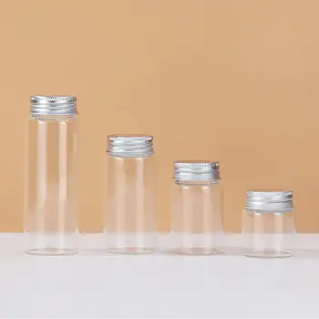  Şeffaf İlaç Tozu Test tüpü şişe ambalajı Şişe Alüminyum Kapak Kontrol Cam Şişe Şeker Şişesi Doldurulabilir Şişeler
