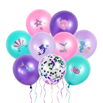  Mermaid Lateks Balonlar Konfeti Hava Helyum Globos Çocuklar İçin Mermaid Tema Doğum Günü Partisi Bebek duş dekorasyonu
