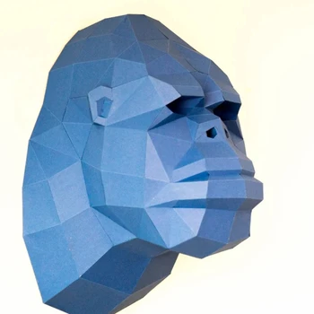  50 cm Gorilla Kafa Kağıt Zanaat Origami DIY Düşük Poli Kupa Heykel 3D Modeli duvar Dekor Orangutan Kafa Kağıt Modeli Sahne Araçları