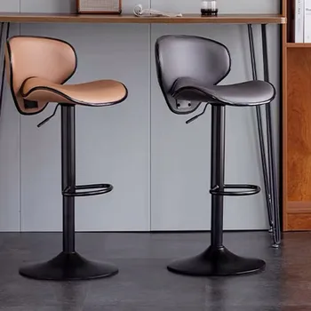  Deri Lüks bar sandalyesi Kaldırma Siyah Su Geçirmez Modern bar sandalyesi Tasarım Mutfak Resepsiyon Salonu Sgabelli Da Bar Ev Eşyaları