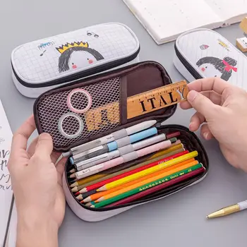  Yaratıcı karikatür fermuarlı kalem kutusu öğrenci kırtasiye malzemesi saklama çantası çeşitli desenler çocuk kırtasiye kalem kutusu