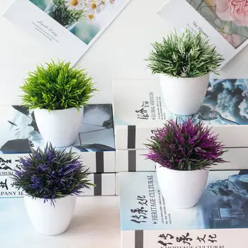  Yapay Bitkiler Bonsai Küçük Ağaç Çim Bitkileri Pot Ev Aksesuarları Dekorasyon Çiçekler Bahçe Dekorasyon Düğün Parti için